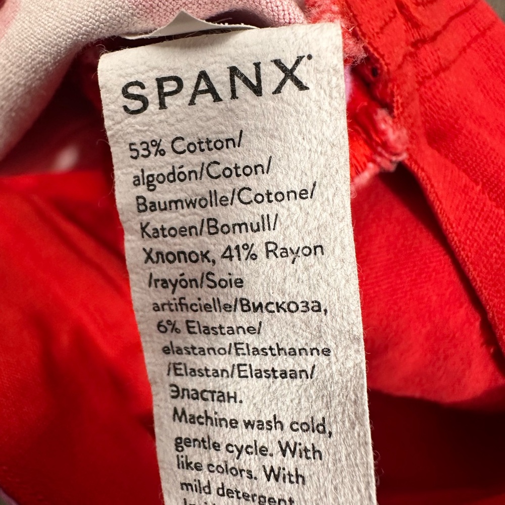 SPANX Pink and Red Patterned High-Waist Shorts - Picture 3 of 4